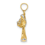 Load image into Gallery viewer, 14K Yellow Gold with White Rhodium 3-D Angle Playing Harp Charm Pendant
