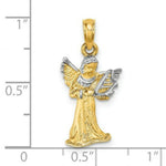 Load image into Gallery viewer, 14K Yellow Gold with White Rhodium 3-D Angle Playing Harp Charm Pendant
