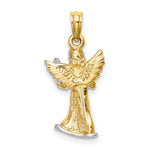 Load image into Gallery viewer, 14K Yellow Gold with White Rhodium 3-D Angle Playing Harp Charm Pendant
