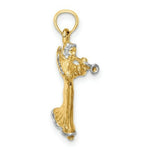 Load image into Gallery viewer, 14K Yellow Gold with White Rhodium 3-D Angle Playing Trumpet Charm Pendant
