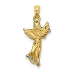 Load image into Gallery viewer, 14K Yellow Gold with White Rhodium 3-D Angle Playing Trumpet Charm Pendant
