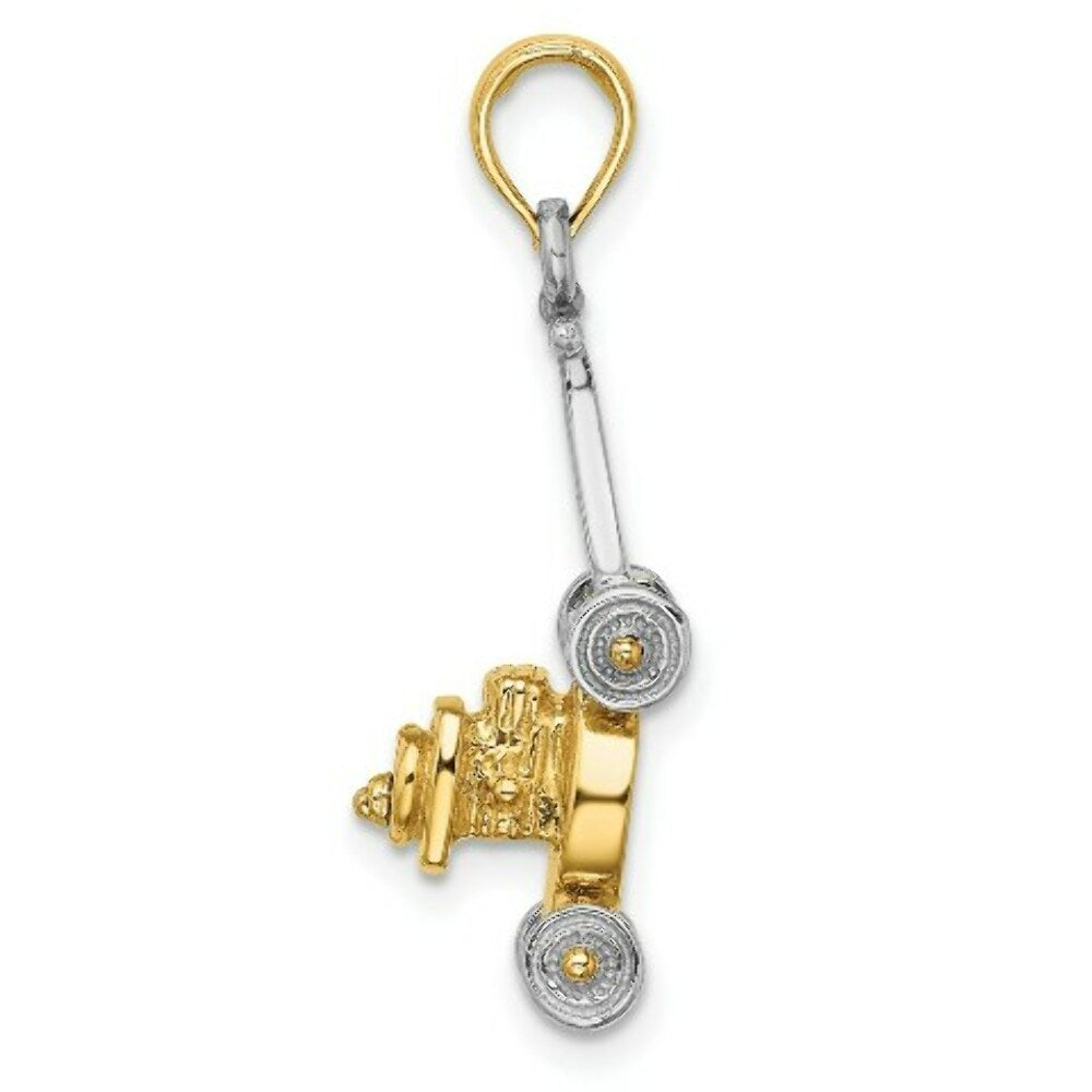 14K Two-tone Gold 3-D Lawn Mower Charm Pendant