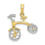Load image into Gallery viewer, 14K Two-tone Gold 3-D Tricycle With Moveable Handlebars &amp; Wheels Charm Pendant
