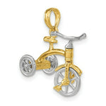 Load image into Gallery viewer, 14K Two-tone Gold 3-D Tricycle With Moveable Handlebars &amp; Wheels Charm Pendant
