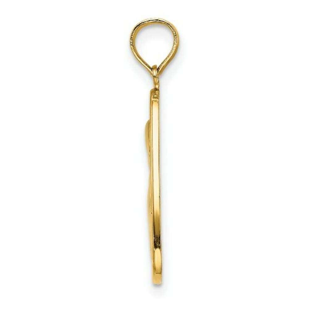 14K Yellow Gold with White Rhodium Angel Praying With Halo On Triangle Disc