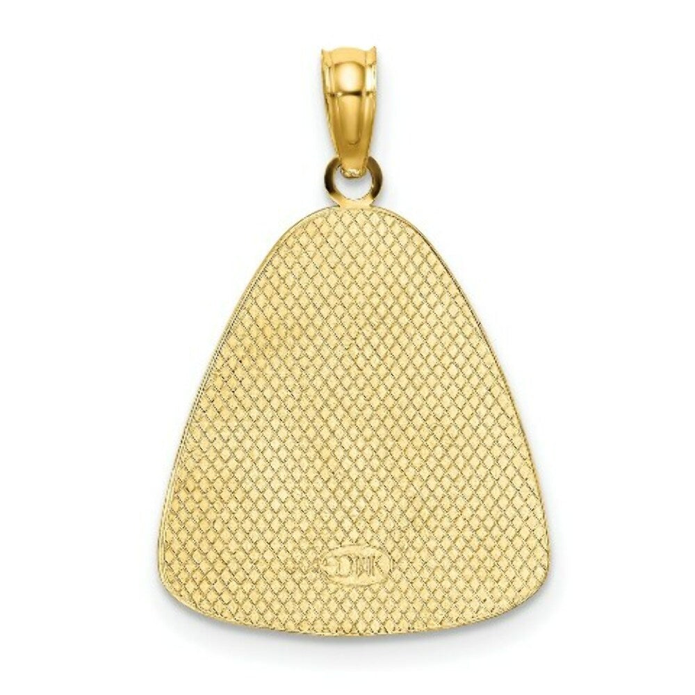 14K Yellow Gold with White Rhodium Angel Praying With Halo On Triangle Disc