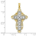 Load image into Gallery viewer, 14K Two-tone Gold 2-D and Diamond-cut Filigree Cross Charm Pendant
