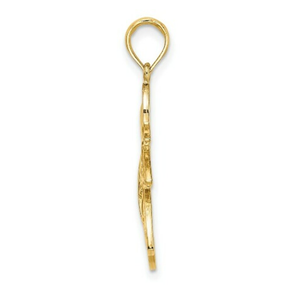 14K Yellow Gold with White Rhodium Flying Angel Charm Pendant