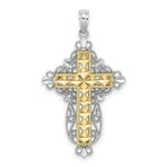 Load image into Gallery viewer, 14K Two-tone Gold 2-D Diamond-cut Filigree Cross Charm Pendant
