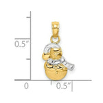 Load image into Gallery viewer, 14K Yellow Gold with White Rhodium 2-D Scarf with Hat Snowman Charm Pendant
