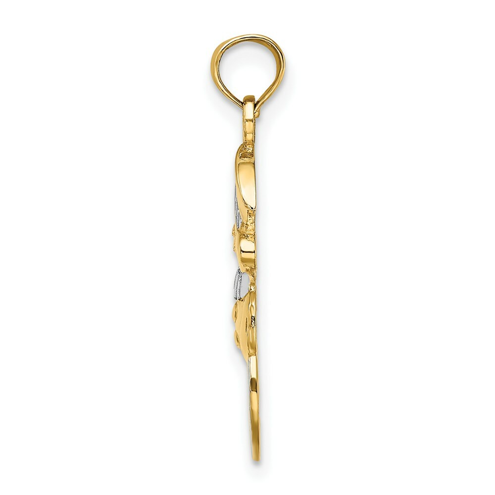 14K Yellow Gold with White Rhodium Snowman With Joy Pendant