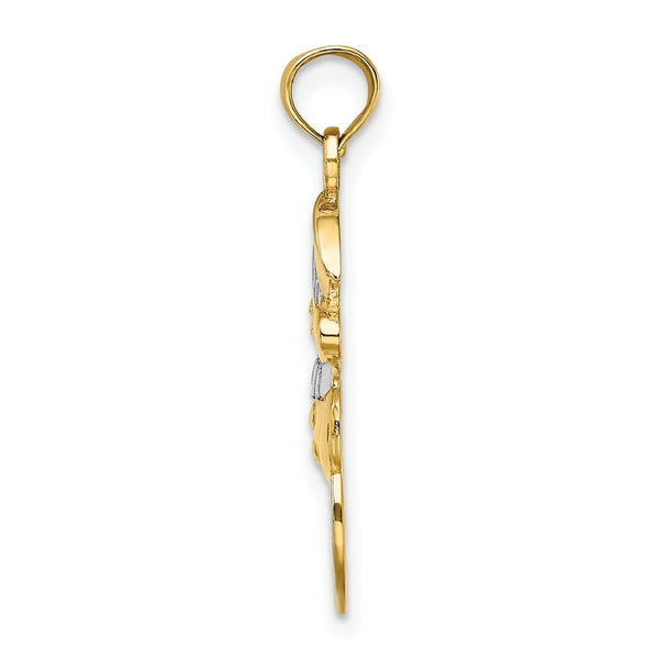 14K Yellow Gold with White Rhodium Snowman With Joy Pendant