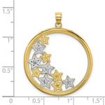 Load image into Gallery viewer, 14K Yellow Gold with White Rhodium Stars in Round Frame Charm Pendant
