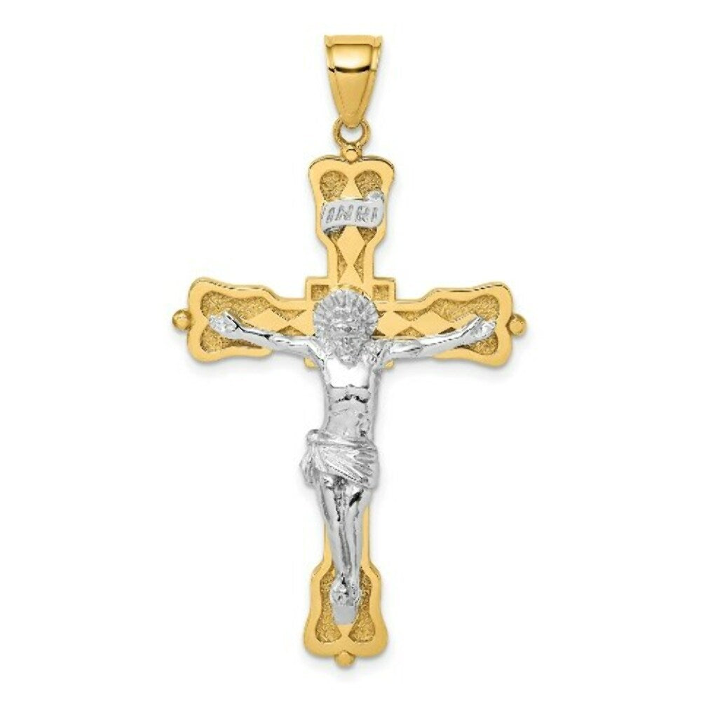 14K Two-Tone Gold INRI Crucfix Pendant