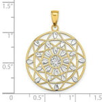 Load image into Gallery viewer, 14K Yellow Gold with White Rhodium Cut-Out Stars with Diamond-cut Leaf Pattern Charm Pendant
