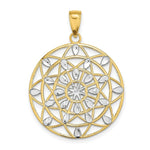 Load image into Gallery viewer, 14K Yellow Gold with White Rhodium Cut-Out Stars with Diamond-cut Leaf Pattern Charm Pendant
