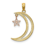 Load image into Gallery viewer, 14K Two-tone Yellow &amp; Rose Gold Moon With Star Moveable Charm Pendant
