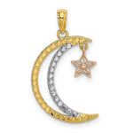 Load image into Gallery viewer, 14K Two-tone Yellow &amp; Rose Gold Moon With Star Moveable Charm Pendant
