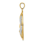 Load image into Gallery viewer, 14k Yellow Gold and White Rhodium SHELL CLUSTER In Round Frame Charm Pendant

