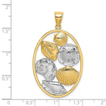 Load image into Gallery viewer, 14k Yellow Gold and White Rhodium SHELL CLUSTER In Oval Frame Charm Pendant
