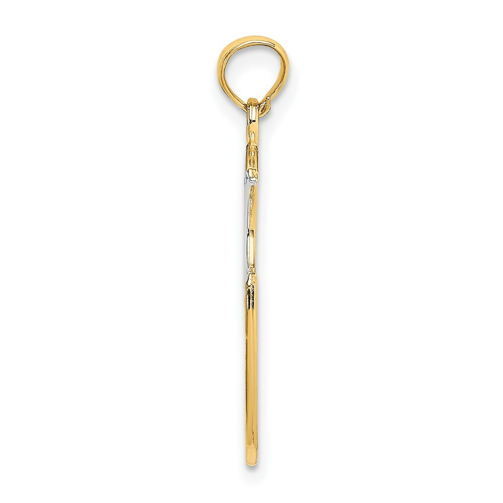 14K Yellow Gold with White Rhodium WISH DREAM BELIEVE With Moon with Stars Charm Pendant