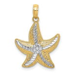 Load image into Gallery viewer, 14K Yellow Gold and White Rhodium Diamond-cut Small Starfish Charm Pendant
