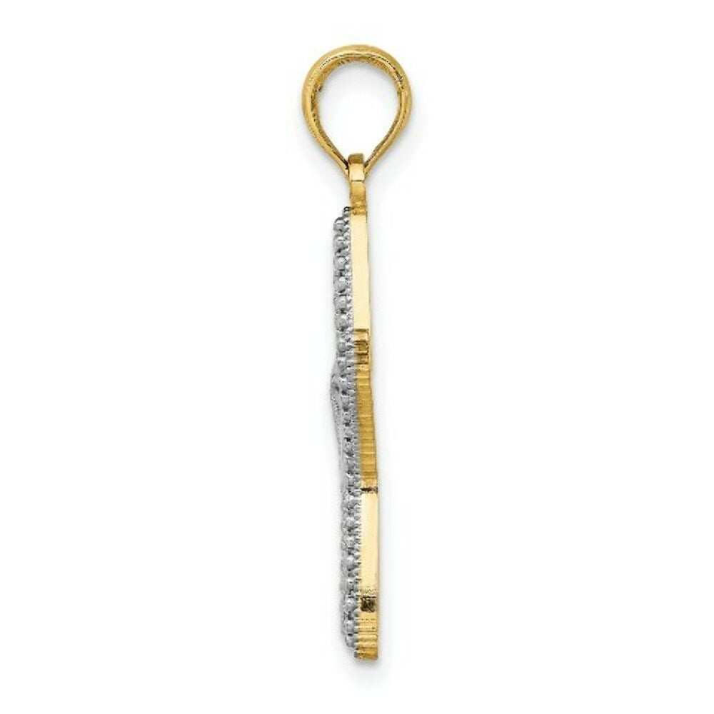 14K Yellow Gold with White Rhodium Small Starfish Charm Pendant