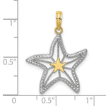 Load image into Gallery viewer, 14K Yellow Gold with White Rhodium Small Starfish Charm Pendant
