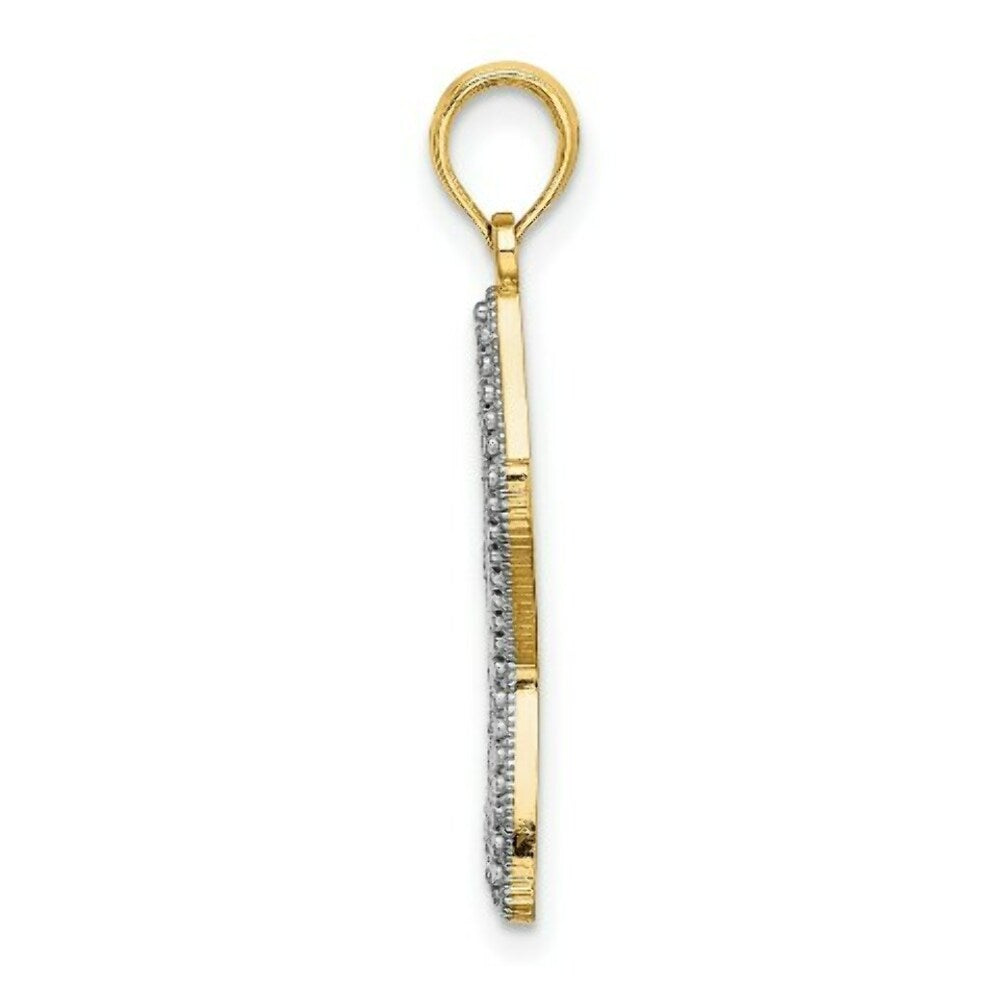 14K Yellow Gold Diamond-cut Small Starfish With Star Charm Pendant
