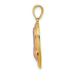 Load image into Gallery viewer, 14K Tri-Color Gold &amp; Polished Dolphins In Heart Frame Charm Pendant
