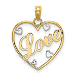 Load image into Gallery viewer, 14K Yellow Gold Love In Heart With Rhodium-Plated Heart Accents Charm Pendant
