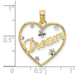 Load image into Gallery viewer, 14K Yellow Gold Dream In Heart Frame With RH Diamond-cut Star Accents Charm Pendant
