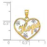 Load image into Gallery viewer, 14K Yellow Gold Hope In Heart With RH Flower Charm Pendant
