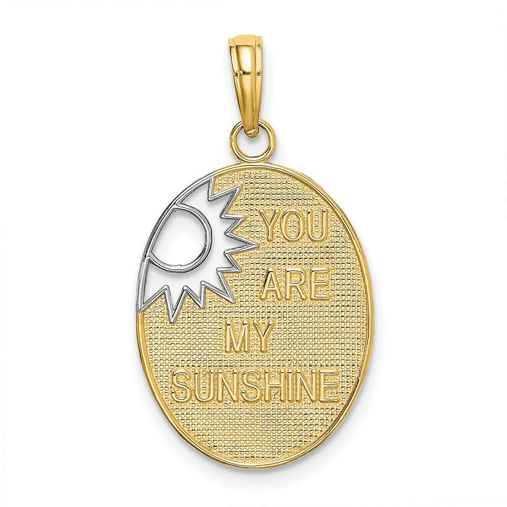 14K Yellow Gold with White Rhodium You Are My Sunshine With Cut-out Sun Charm Pendant