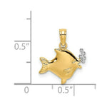 Load image into Gallery viewer, 14K Yellow Gold 2-D Fish with Bubbles Charm Pendant
