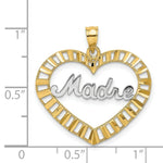 Load image into Gallery viewer, 14K Yellow Gold with White Rhodium MADRE in Heart Charm Pendant

