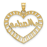 Load image into Gallery viewer, 14K Yellow Gold with White Rhodium MADRE in Heart Charm Pendant
