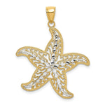 Load image into Gallery viewer, 14k Yellow Gold and White Rhodium Starfish Filigree Charm Pendant

