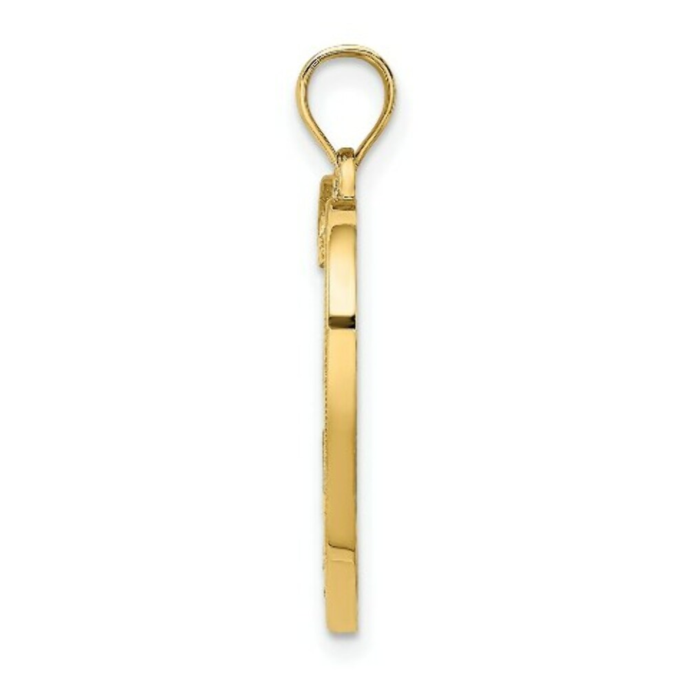 14K Yellow Gold with White Rhodium Heart With 2 Kids Mom Charm Pendant