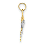 Load image into Gallery viewer, 14K Yellow Gold with White Rhodium 2-D with Polished Dolphins Charm Pendant
