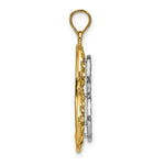 Load image into Gallery viewer, 14K Yellow Gold with White Rhodium Diamond-cut with 2-D Large Tilted Heart Charm Pendant
