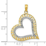 Load image into Gallery viewer, 14K Yellow Gold with White Rhodium Diamond-cut with 2-D Large Tilted Heart Charm Pendant
