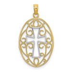 Load image into Gallery viewer, 14K Yellow Gold with White Rhodium Beaded Filigree Cross Charm Pendant
