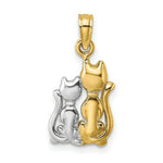 Load image into Gallery viewer, 14K Yellow Gold with White Rhodium Polished with 2-D Cat with Kitten Charm Pendant
