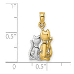 Load image into Gallery viewer, 14K Yellow Gold with White Rhodium Polished with 2-D Cat with Kitten Charm Pendant
