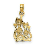 Load image into Gallery viewer, 14K Yellow Gold with White Rhodium Polished with 2-D Cat with Kitten Charm Pendant
