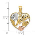 Load image into Gallery viewer, 14K Two-tone Yellow &amp; Rose Gold With #1 MOM In Heart Charm Pendant
