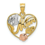 Load image into Gallery viewer, 14K Two-tone Yellow &amp; Rose Gold With #1 MOM In Heart Charm Pendant
