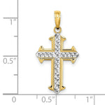 Load image into Gallery viewer, 14K Yellow Gold with White Rhodium Diamond-cut Cross Charm Pendant
