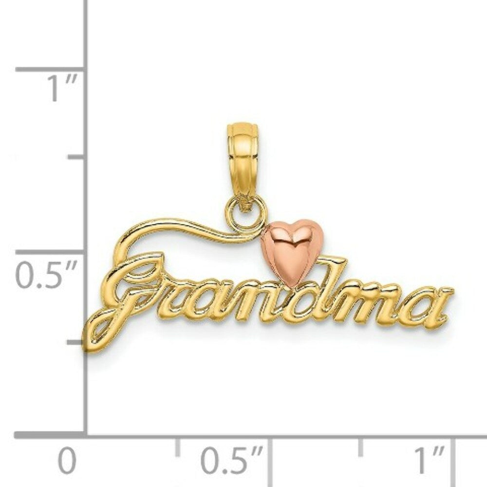 14K Two-Tone Gold Grandma With Heart Charm Pendant